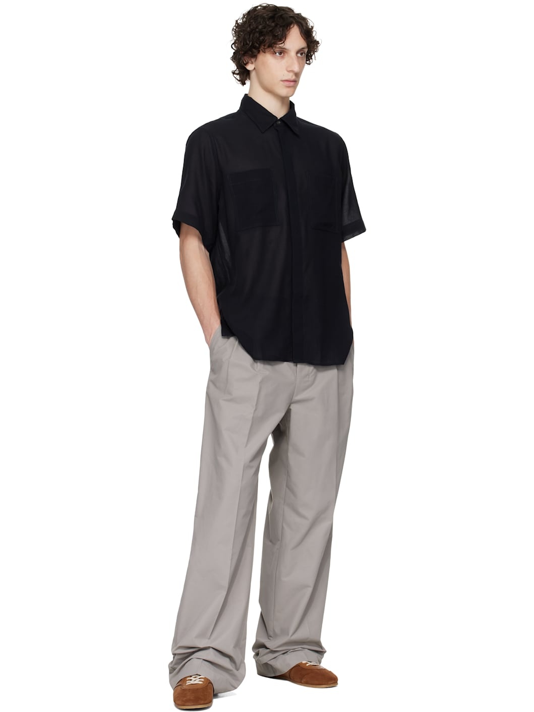 Navy Cotton Short Sleeve Shirt - 4