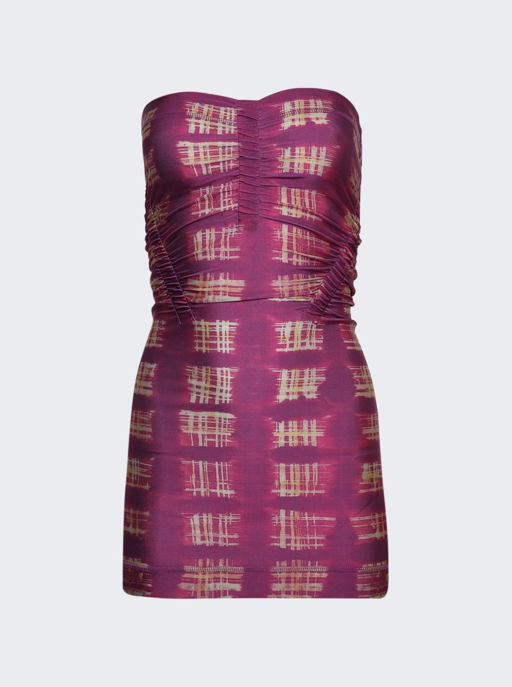 Tube Dress with Adjustable Channels Acid Plaid Purple - 1