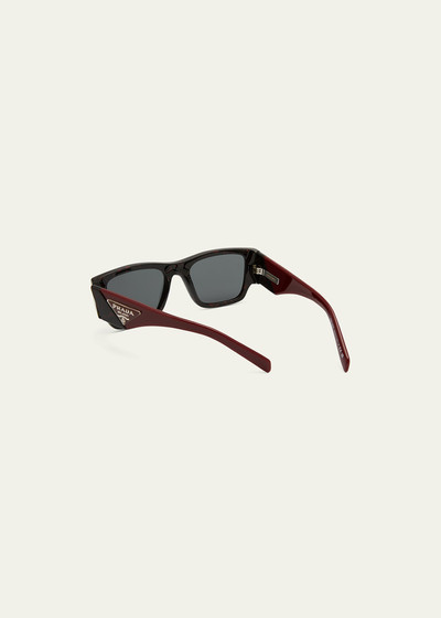 Prada Men's Triangle Logo Bicolor Rectangle Sunglasses outlook