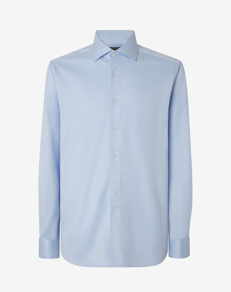 Light blue cotton shirt with honeycomb pattern 1