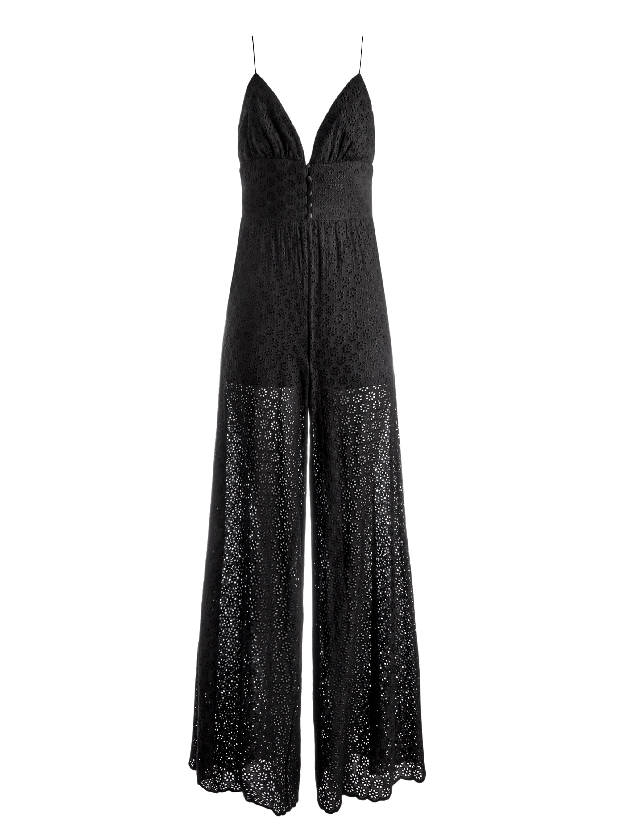 TILLY EYELET WIDE LEG BUTTON FRONT JUMPSUIT - 1