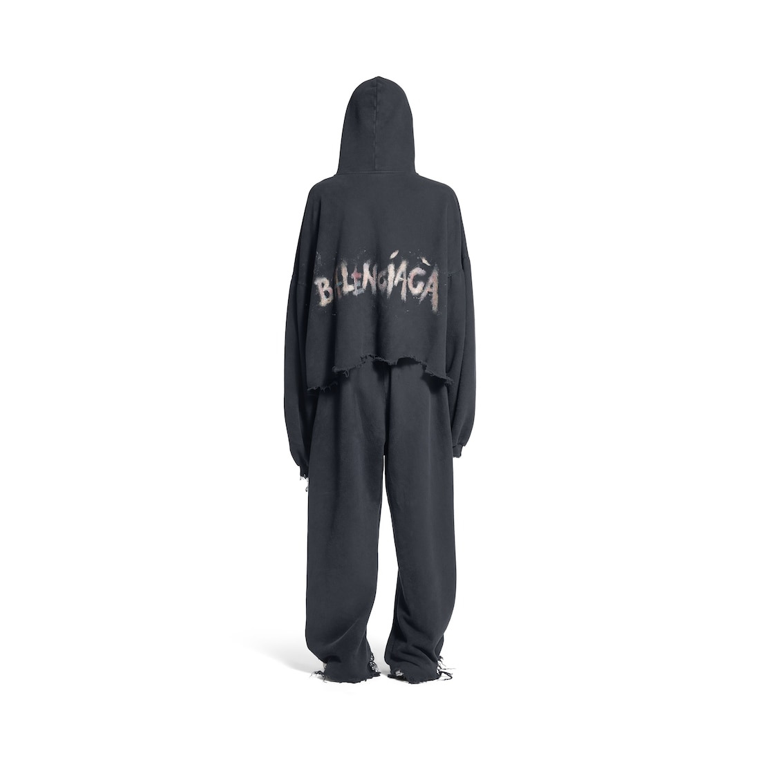 Balenciaga Nail Polish Cropped Sweatpants in Faded Black - 3