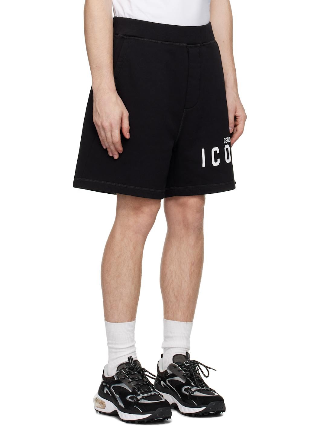 Black 'Icon' Relaxed Fit Shorts - 2