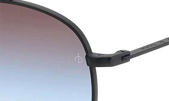 51mm Round Sunglasses in Matte Black/Brown Blue - 5