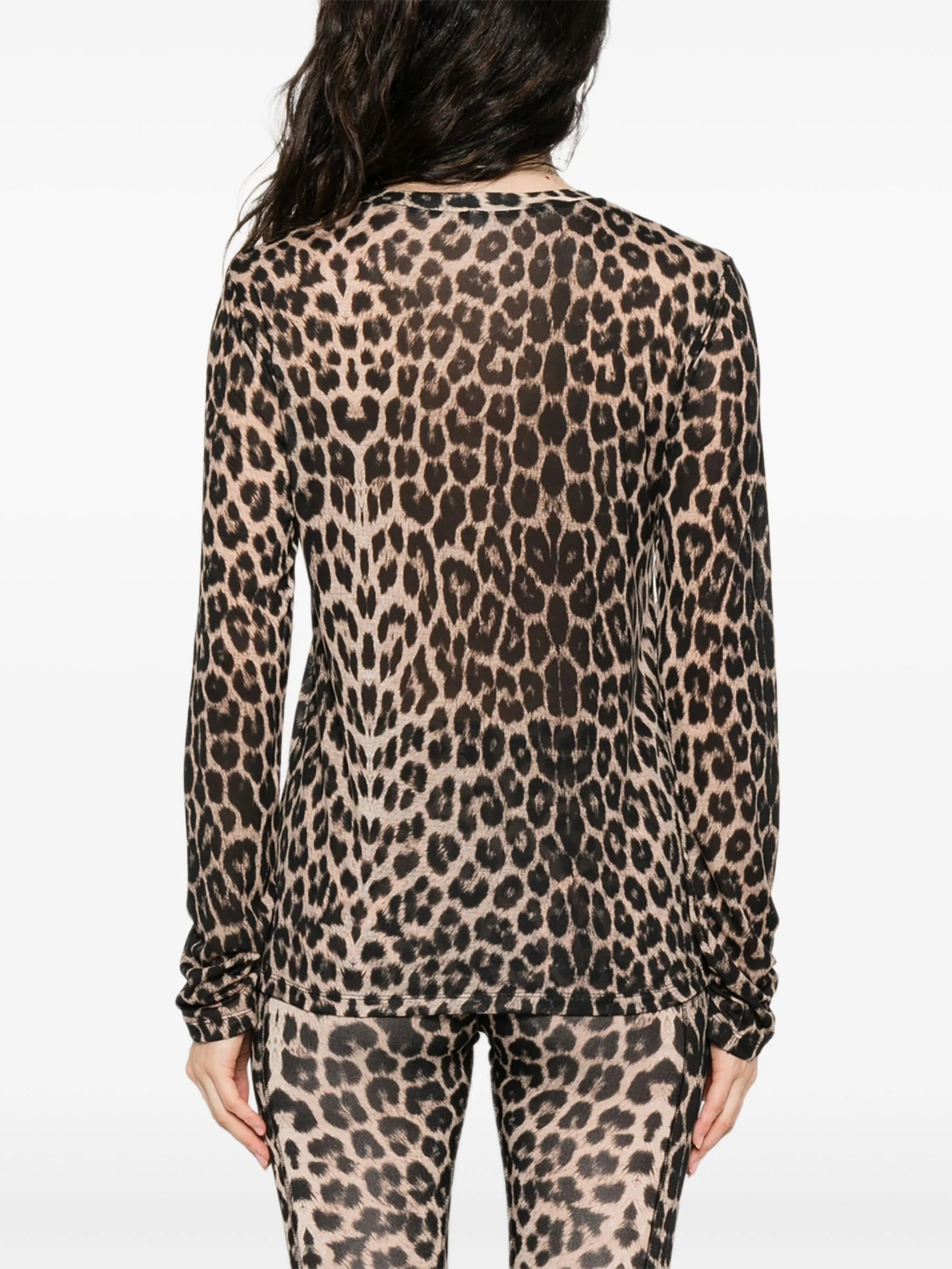 Baserange Leopard-print Bell-sleeve T-shirt - 4