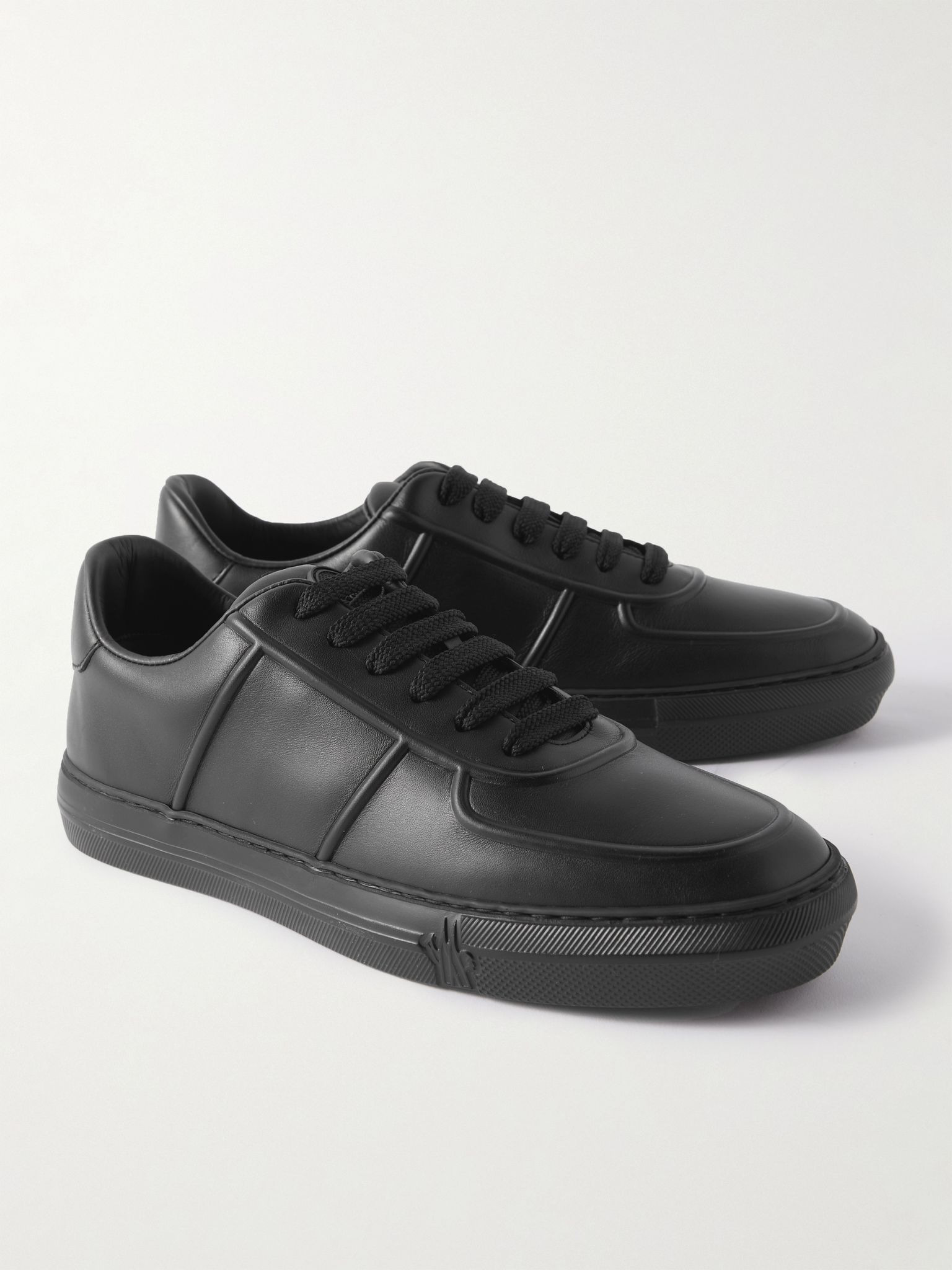 Neue York Logo-Appliquéd Leather Sneakers Black - 4