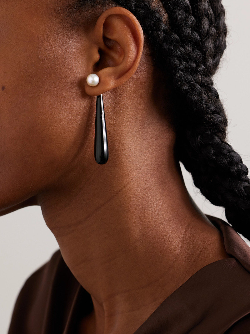 Sophie Buhai Medium Angelyne Onyx And Pearl Earrings outlook