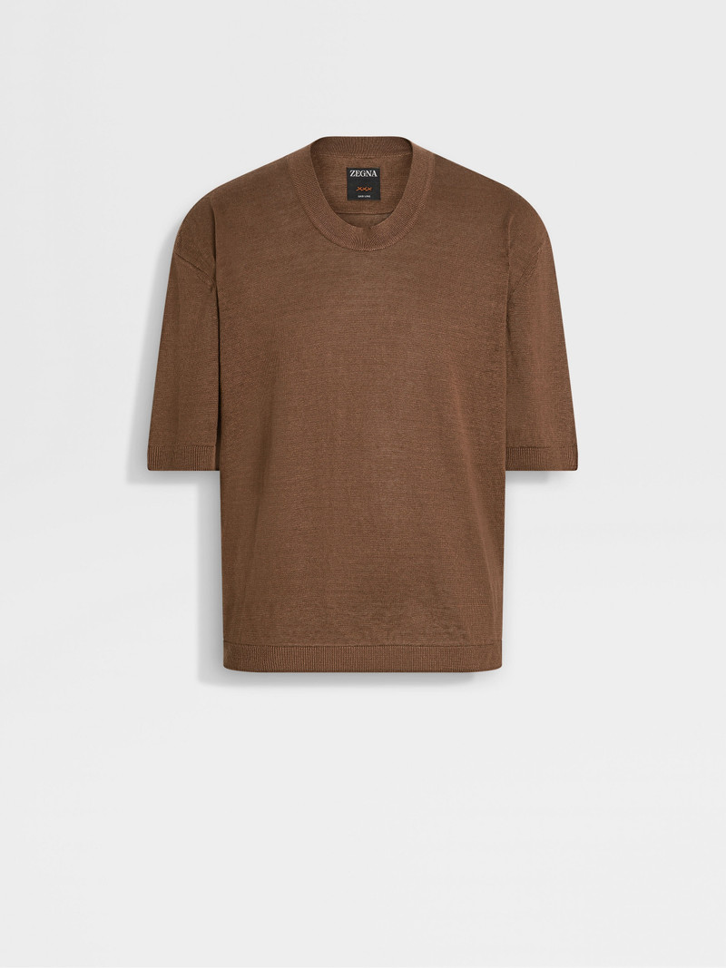 ZEGNA DARK TAUPE OASI LINO T-SHIRT outlook