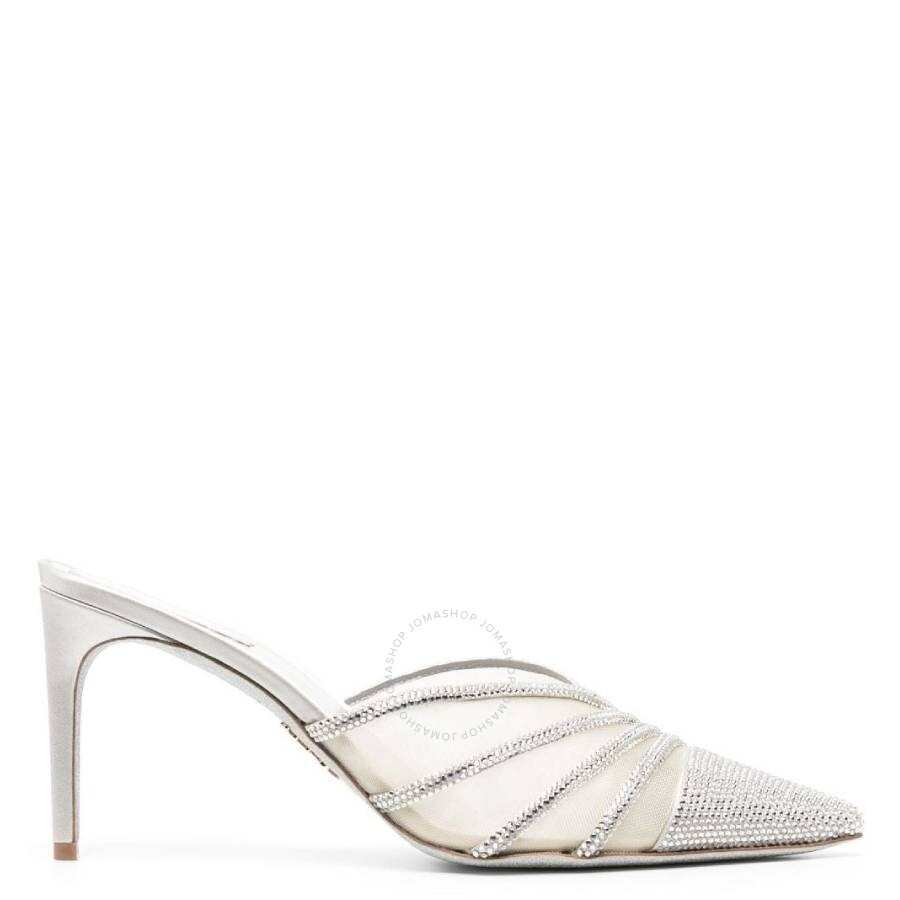 Rene Caovilla Emily Rhinestone Mesh Pointed-Toe Mules - 1