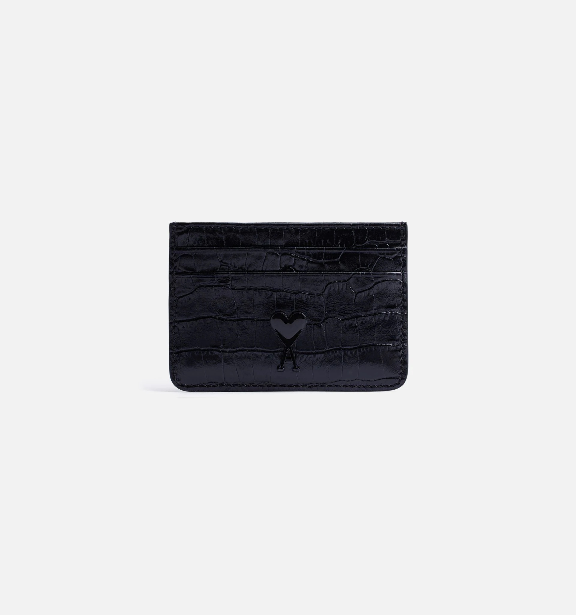 logo-plaque croc-embossed cardholder - 3