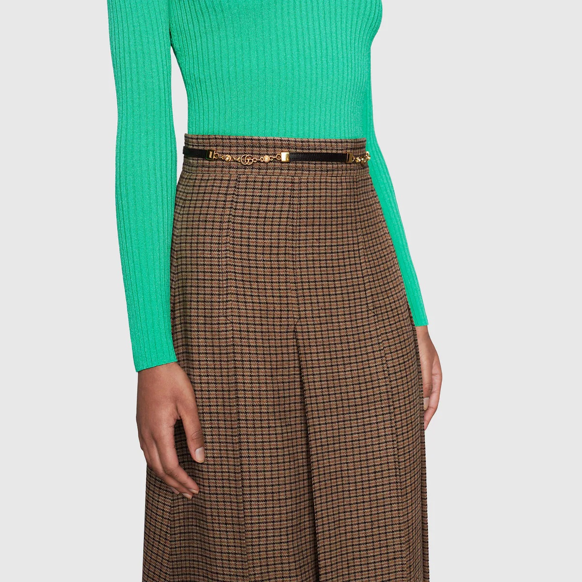 Pleated skirt with Double G chain - 5
