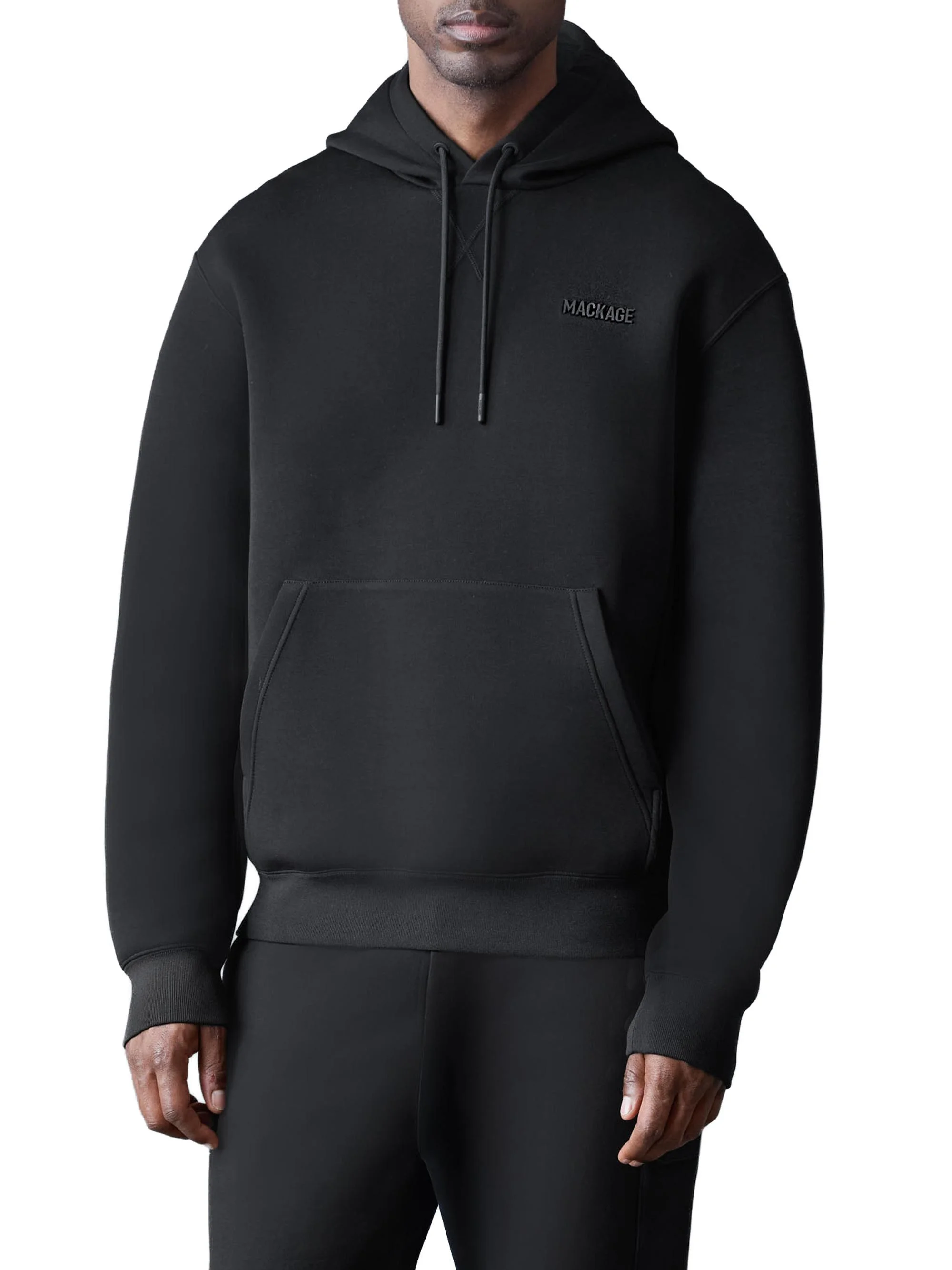 Men's Kolton Double-Face Jersey Logo Hoodie - Black - 1