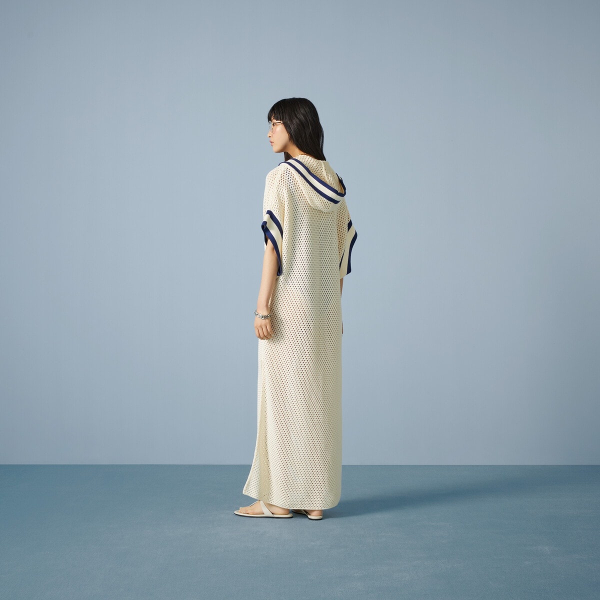 Fine net cotton hooded dress - 6