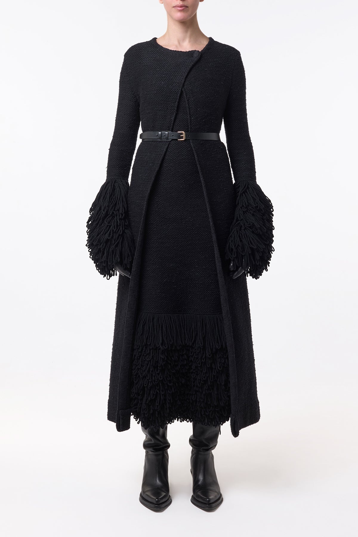 Elete Knit Coat in Black Cashmere Silk - 3