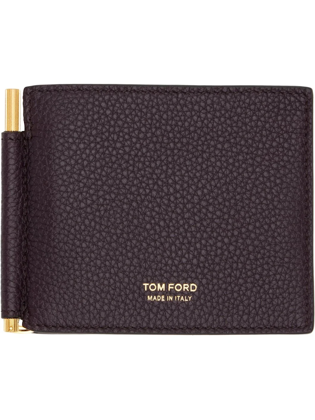 Burgundy Grain Leather Money Clip Wallet - 1