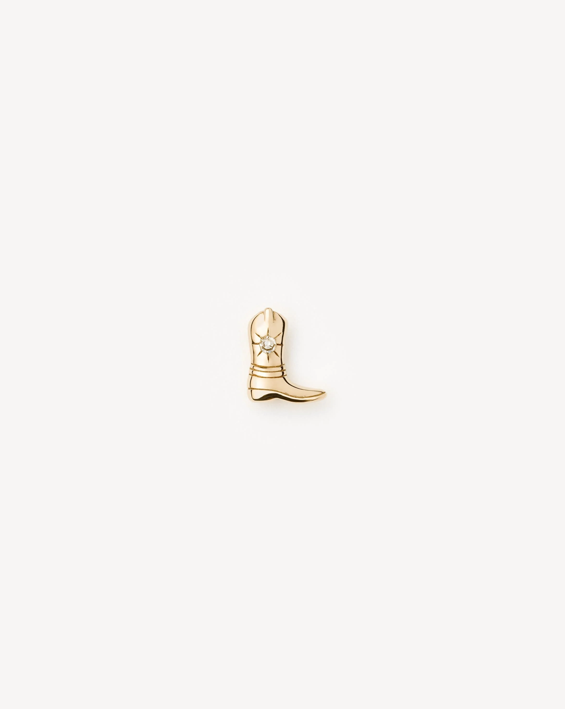 Solid Gold Cowboy Boot Single Stud Earring - 1