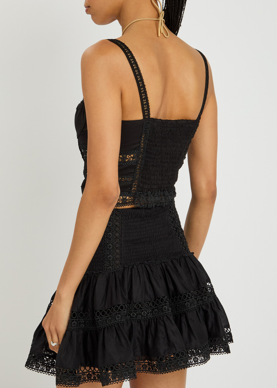 Charo Ruiz Ibiza Breth Lace-embellished Cotton-blend Crop top - 3