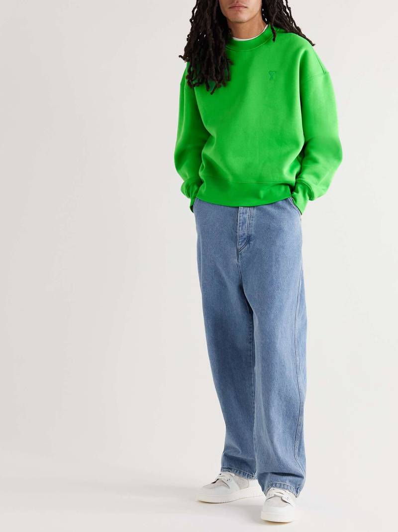 AMI Paris Logo-Embroidered Cotton-Blend Jersey Sweatshirt outlook