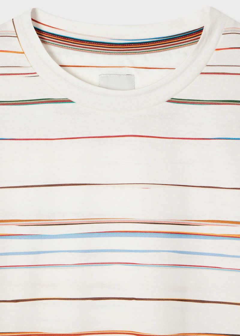 Paul Smith White 'Signature Pinstripe' T-Shirt outlook