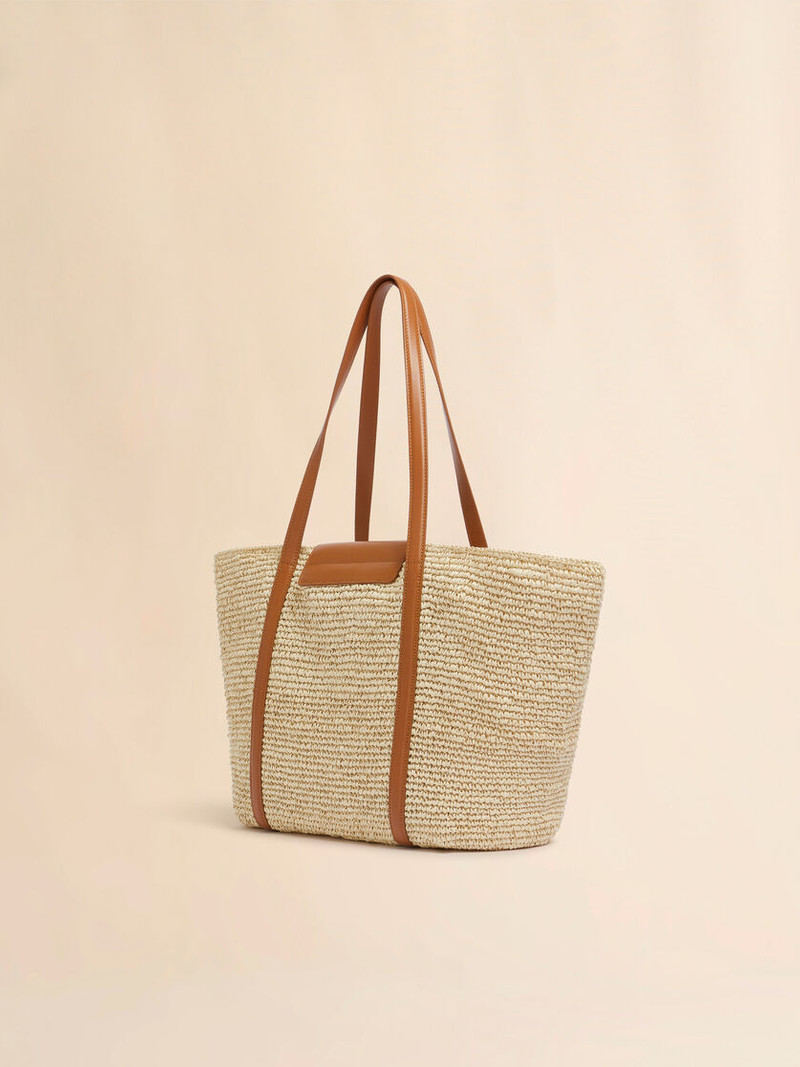 MEDIUM NATURAL RAFFIA-EFFECT TRUNKAROO BEACH BAG 3