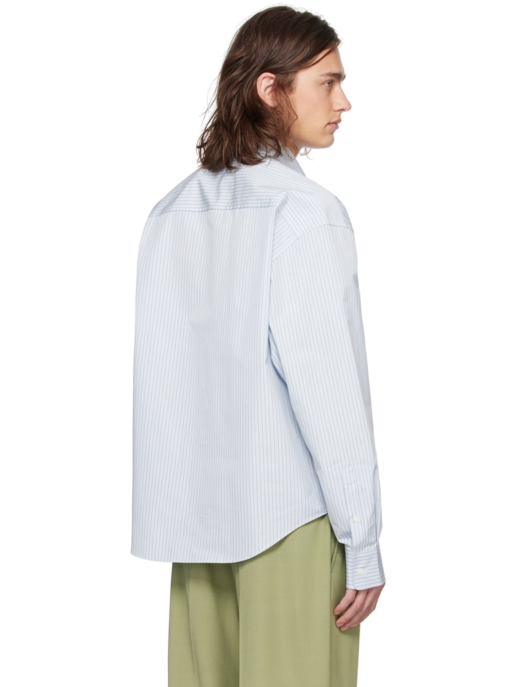 Blue & White Boxy Fit Shirt - 3