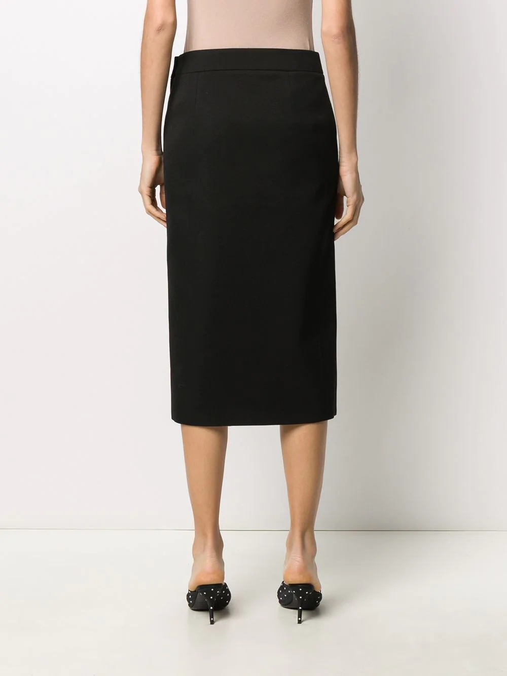 asymmetric button-fastening pencil skirt - 4