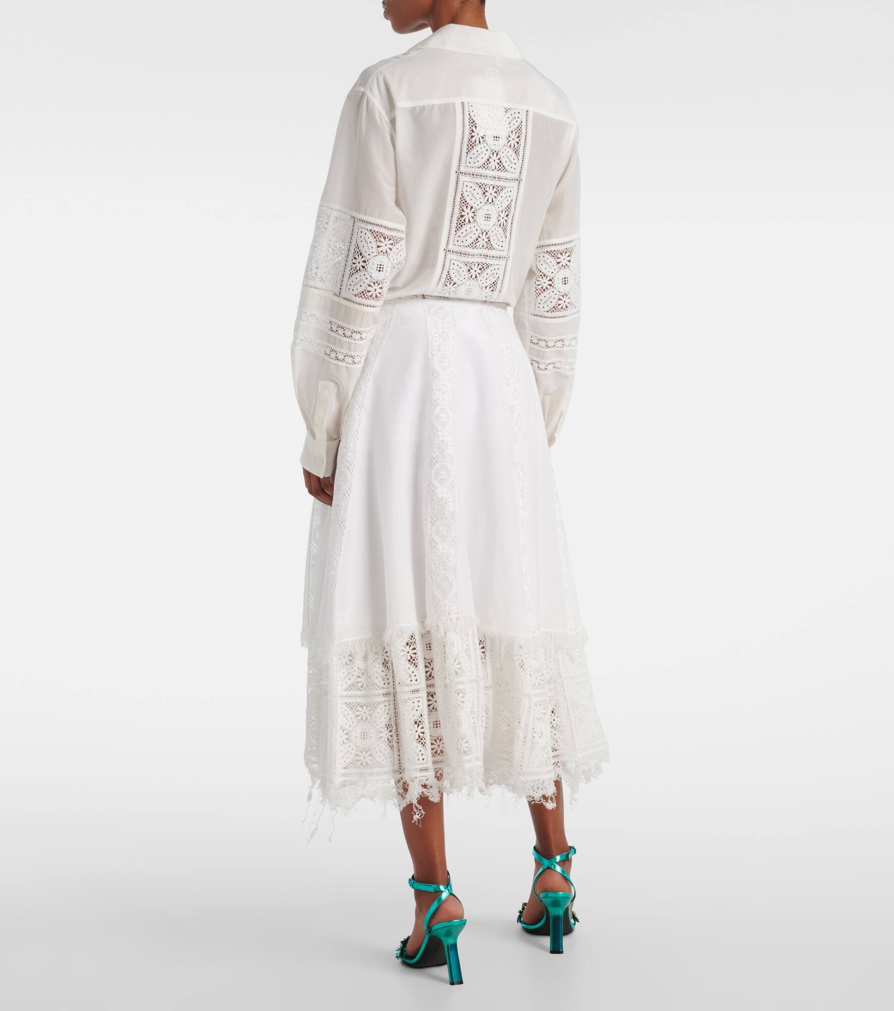 Paula's Ibiza cotton and silk midi skirt - 3