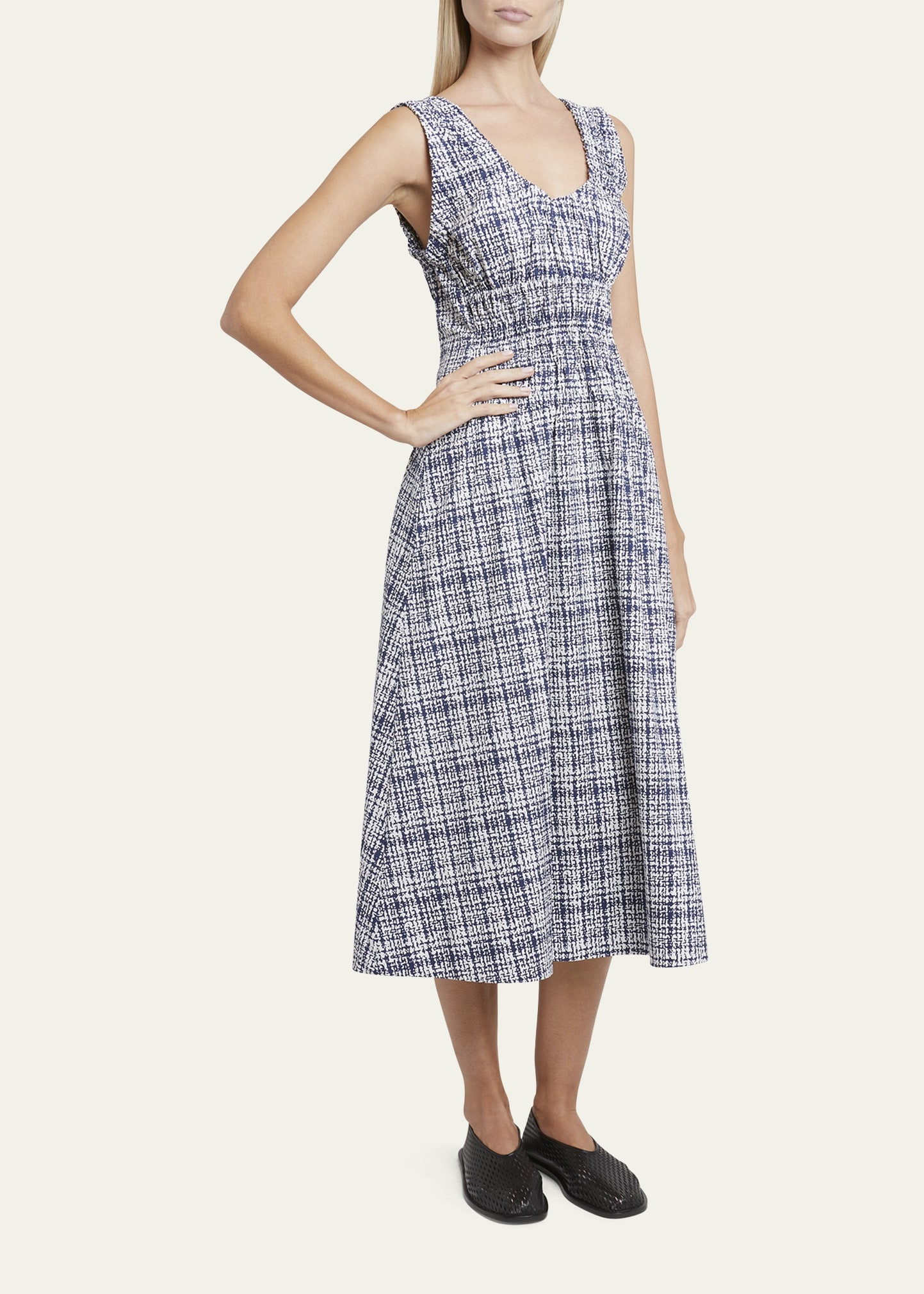 Penny Tweed Poplin A-Line Midi Dress - 4
