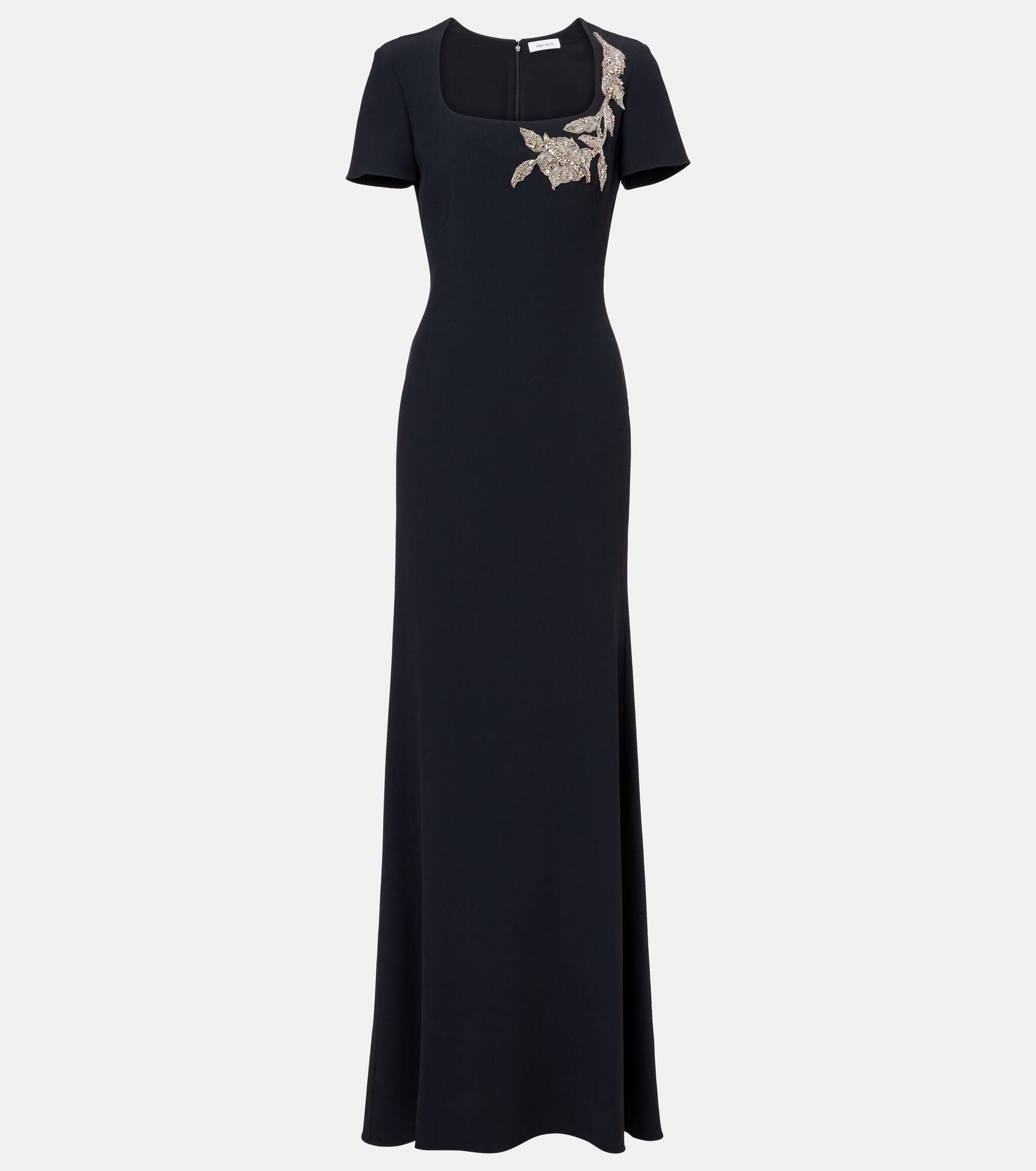 Embroidered crêpe gown - 1