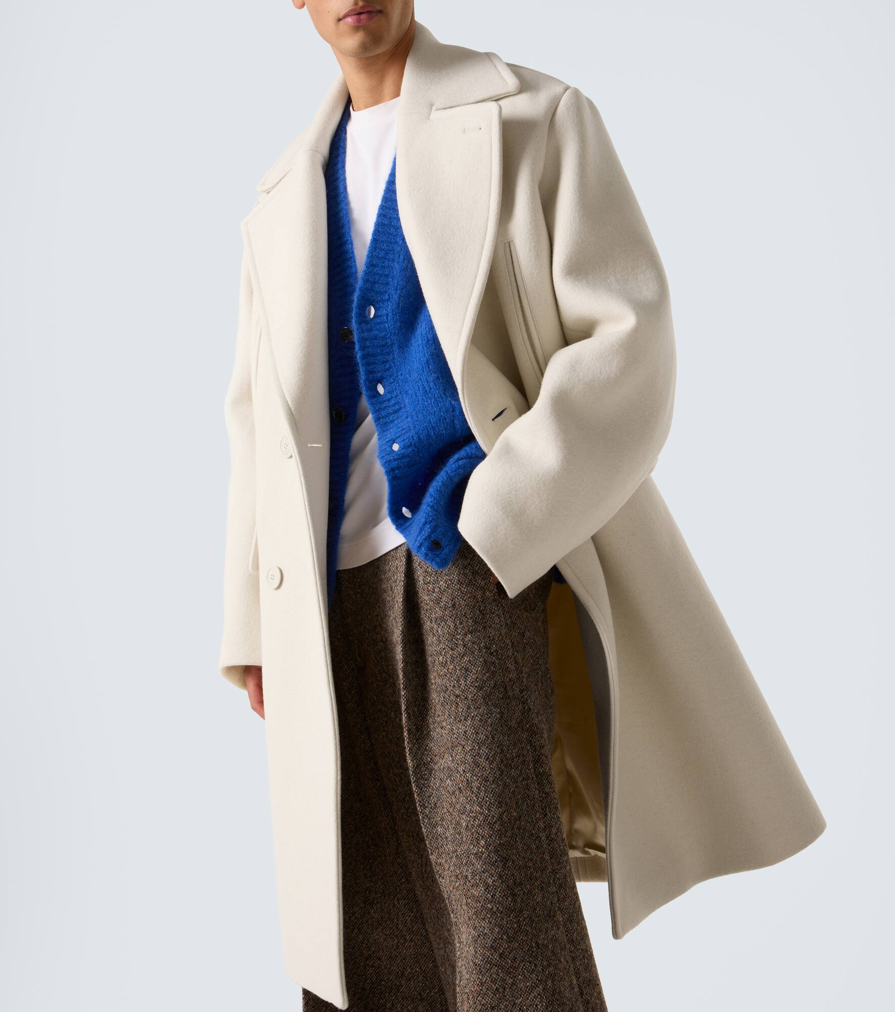 Double-breasted wool and cotton coat - 5
