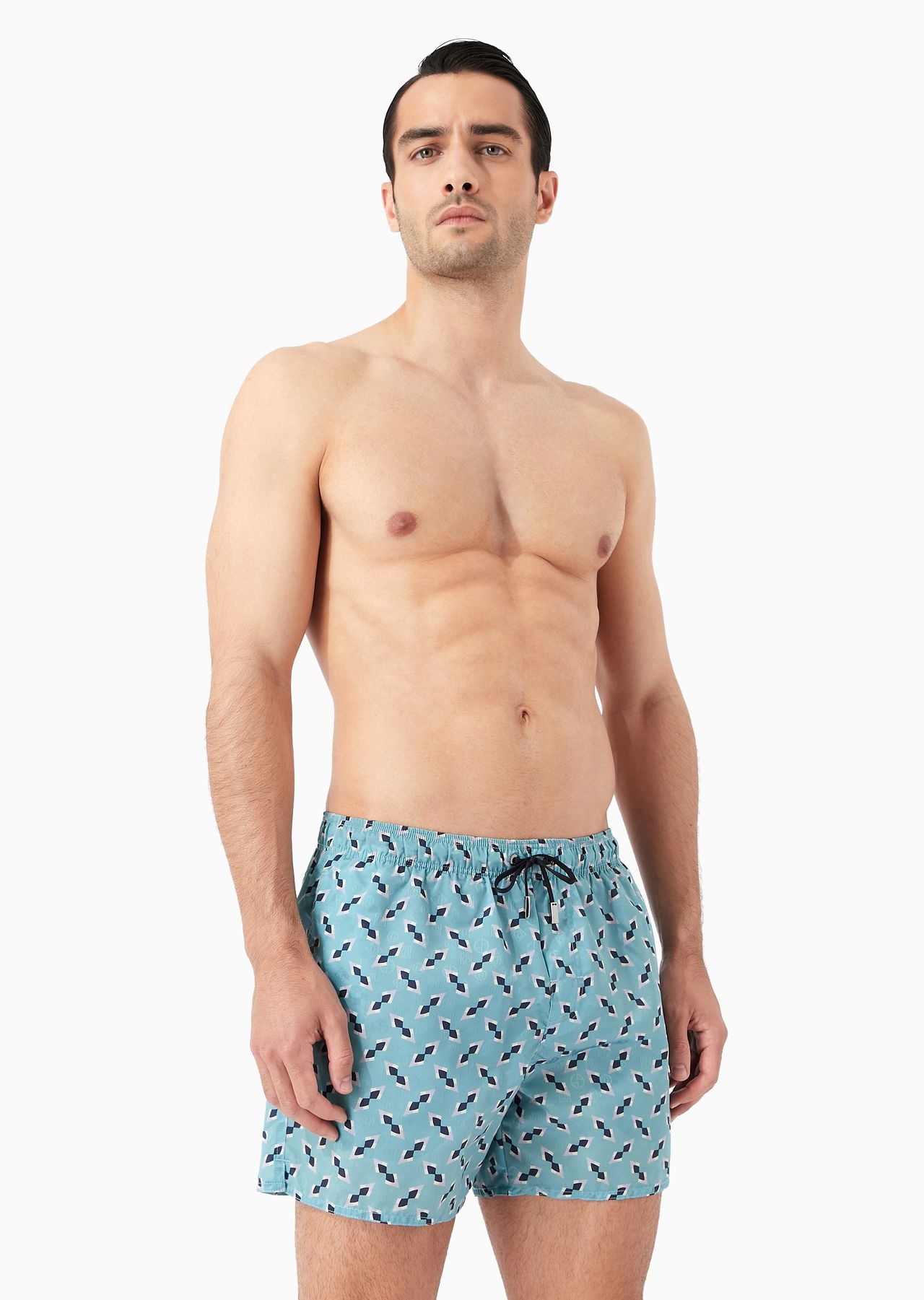 Swim trunks with jacquard motif and print - 2