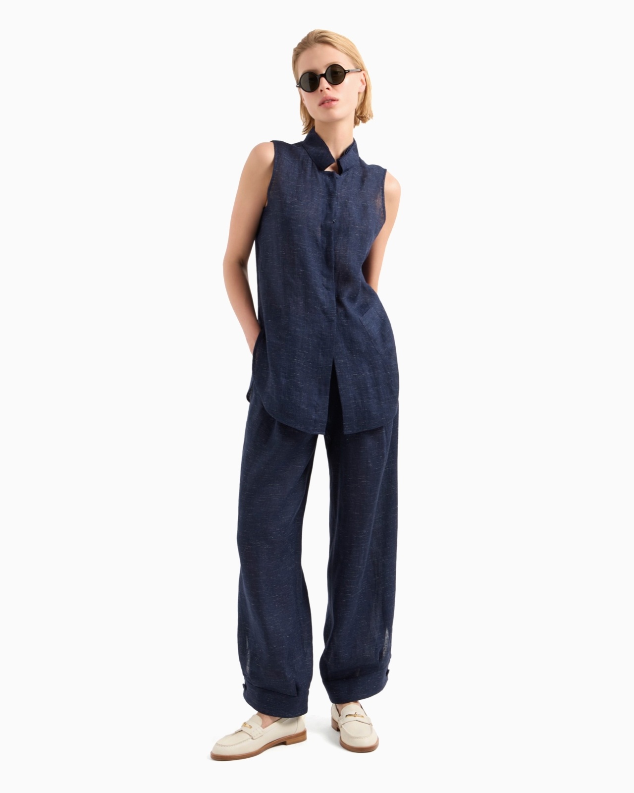 ICON LINEN-BLEND CHAMBRAY OVERSIZED TOP - 2