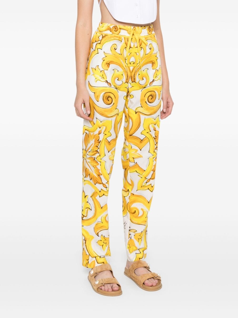 Majolica-print trousers - 3