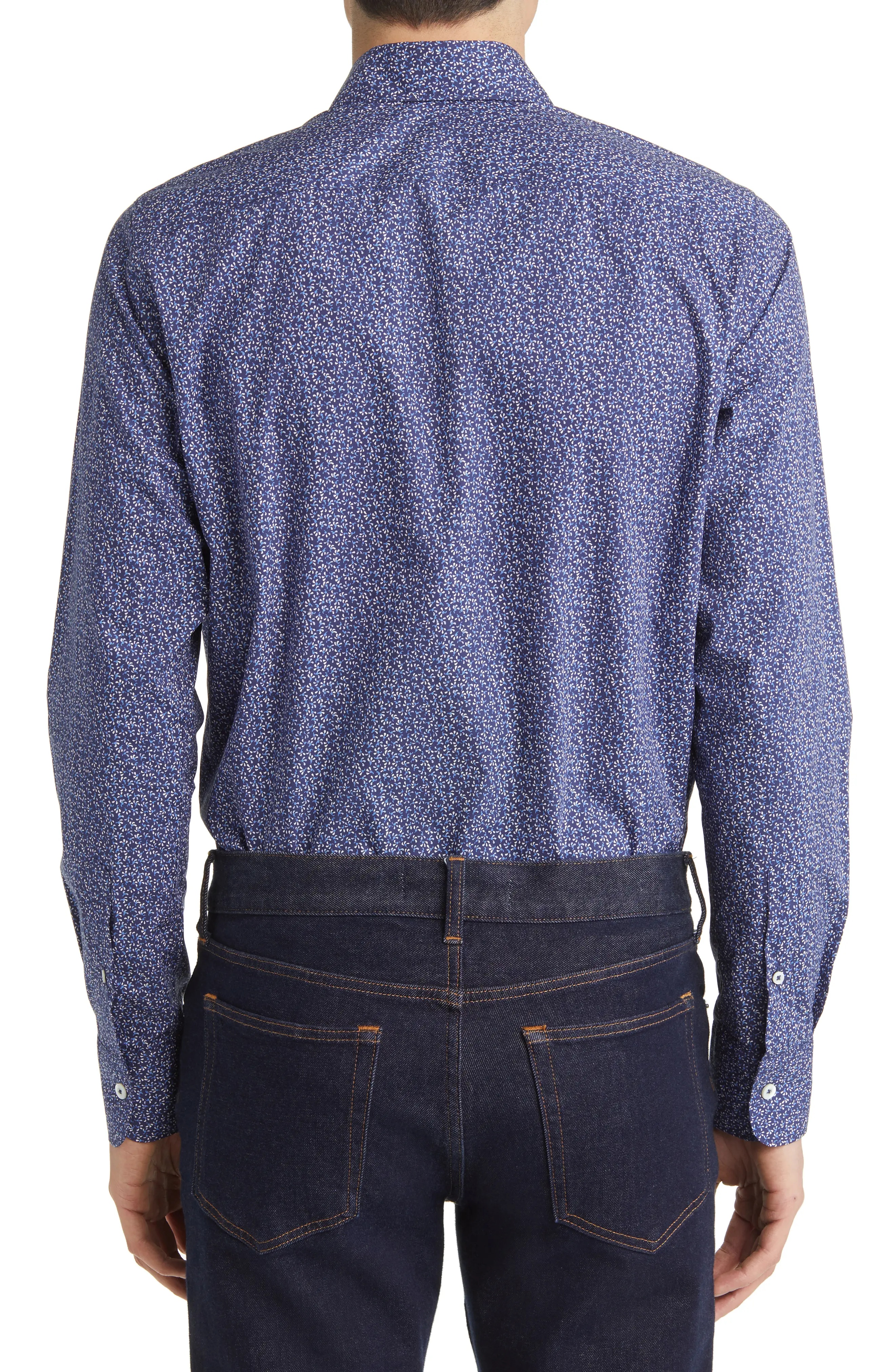 Micro Floral Button-Up Sport Shirt - 4