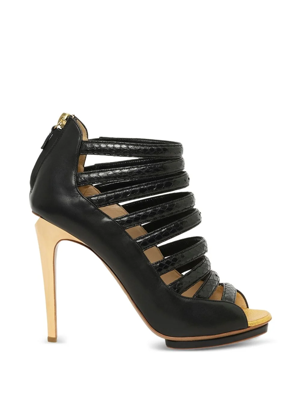 snakeskin-effect multi-strap sandals - 1