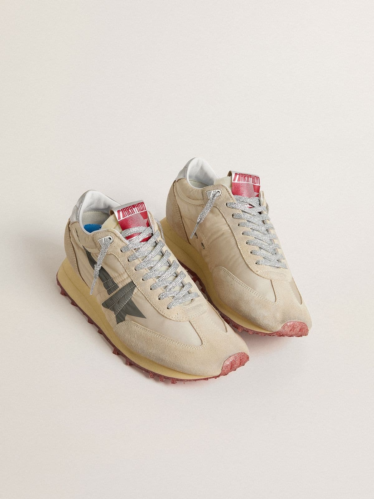 Men’s Marathon with beige nylon upper and gray star - 2