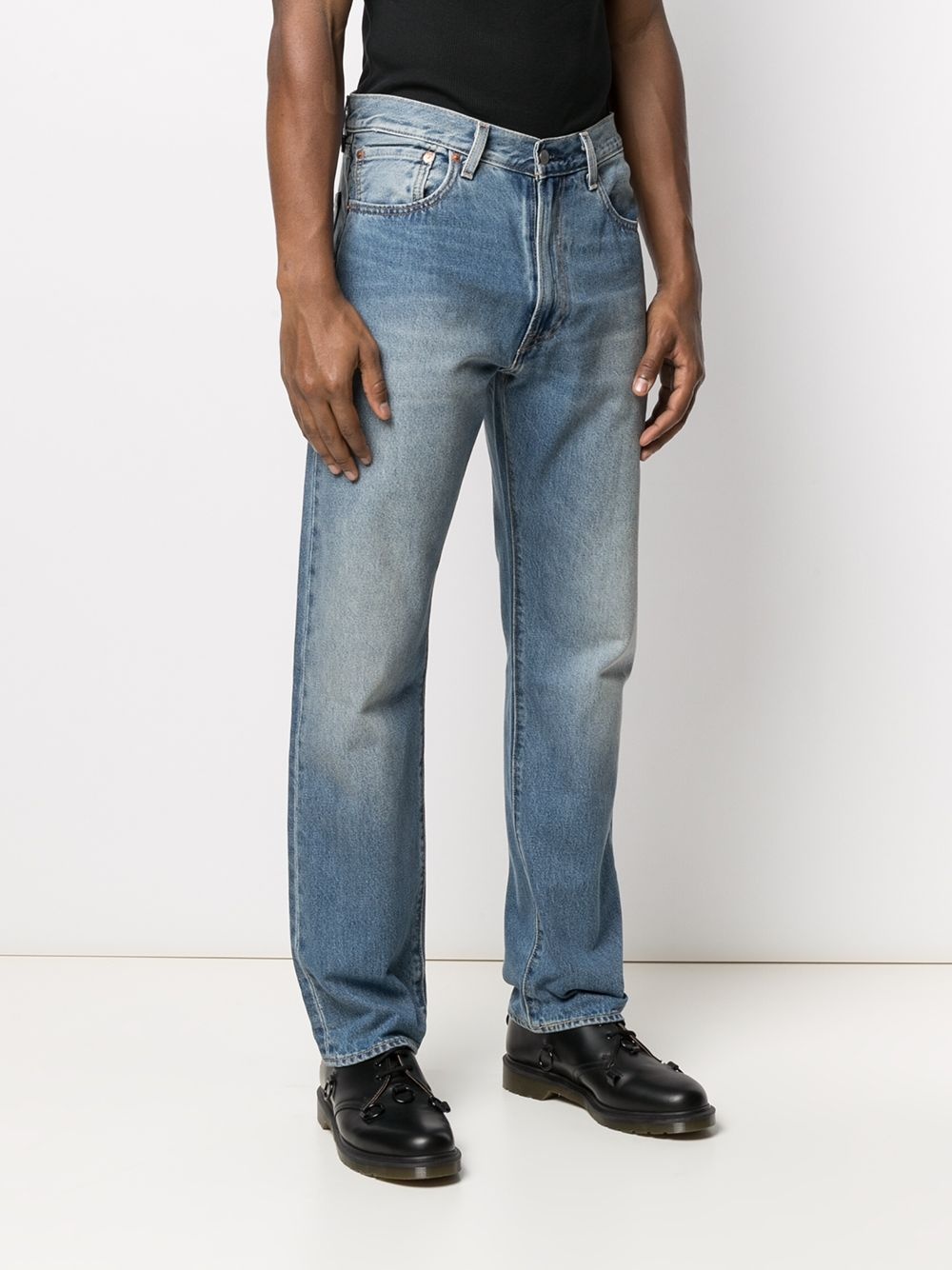 wide-leg faded jeans - 3