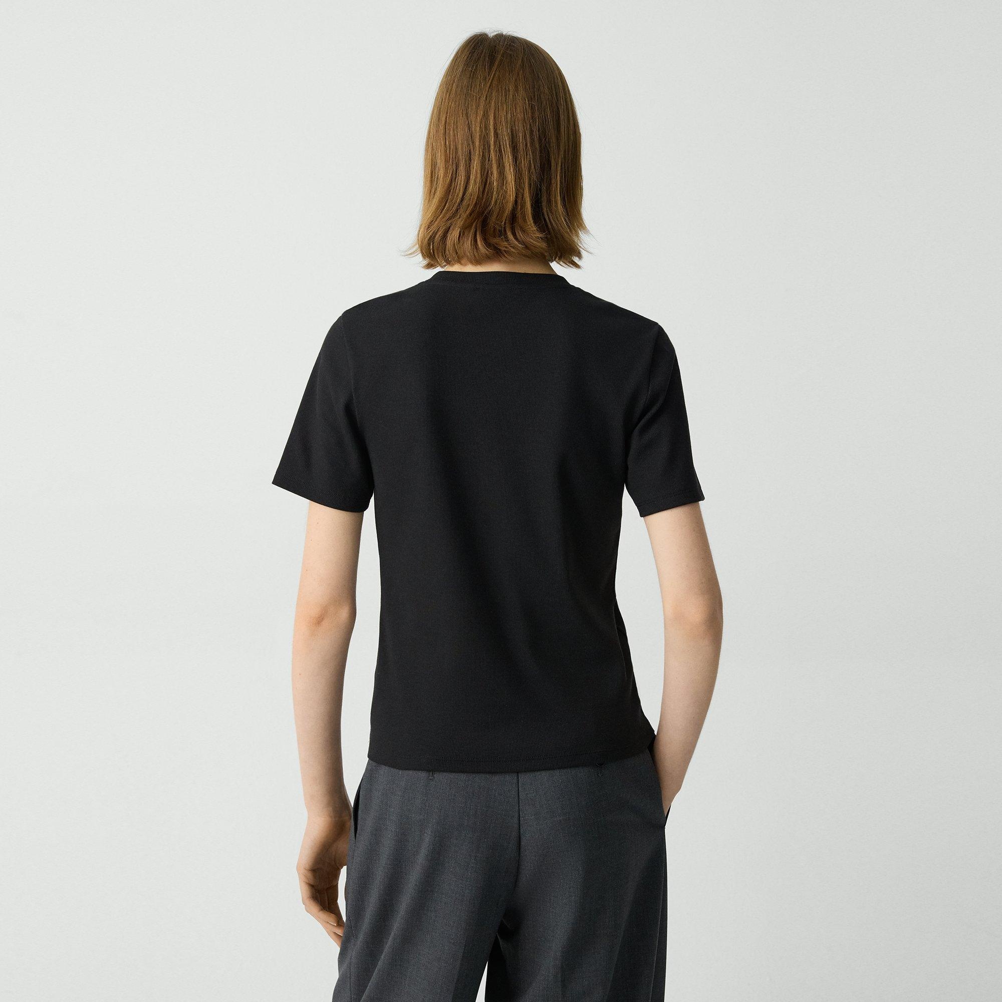 Ribbed Henley Top in Compact Stretch Knit - 4