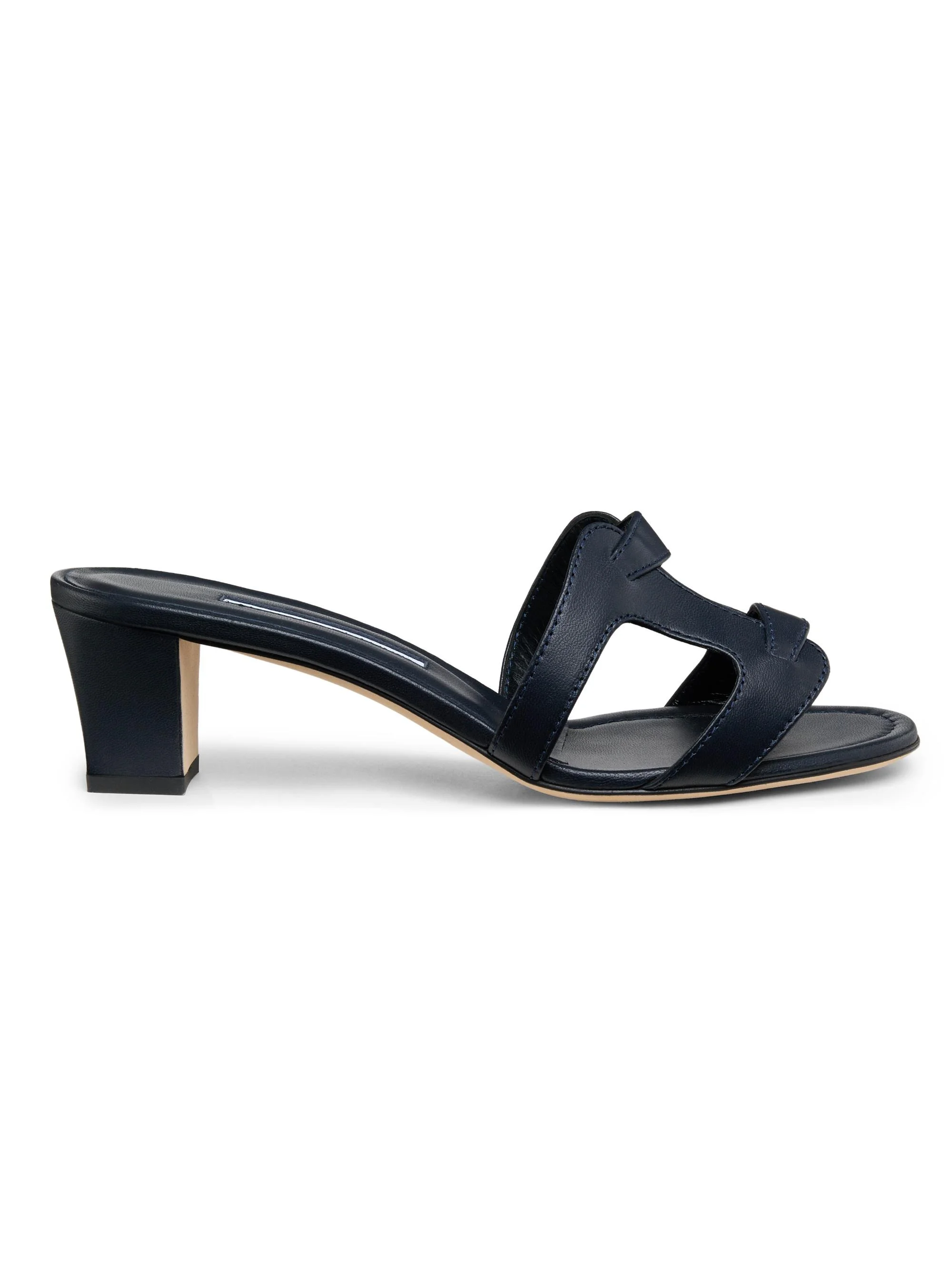 Women's Grellanu 50MM Leather Block-Heel Sandals - Navy - 1