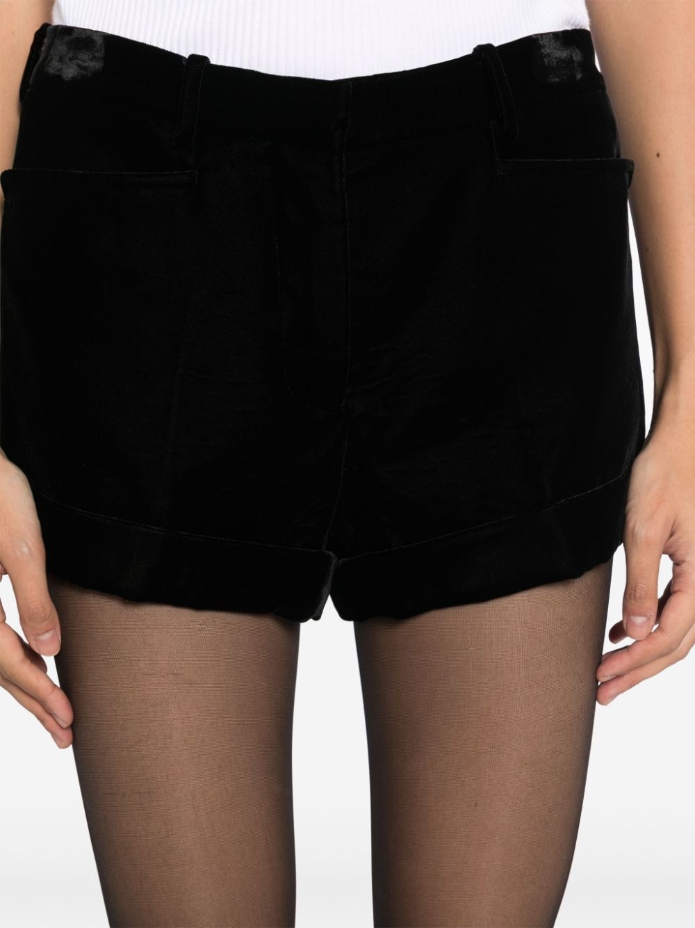 crushed velvet shorts - 5