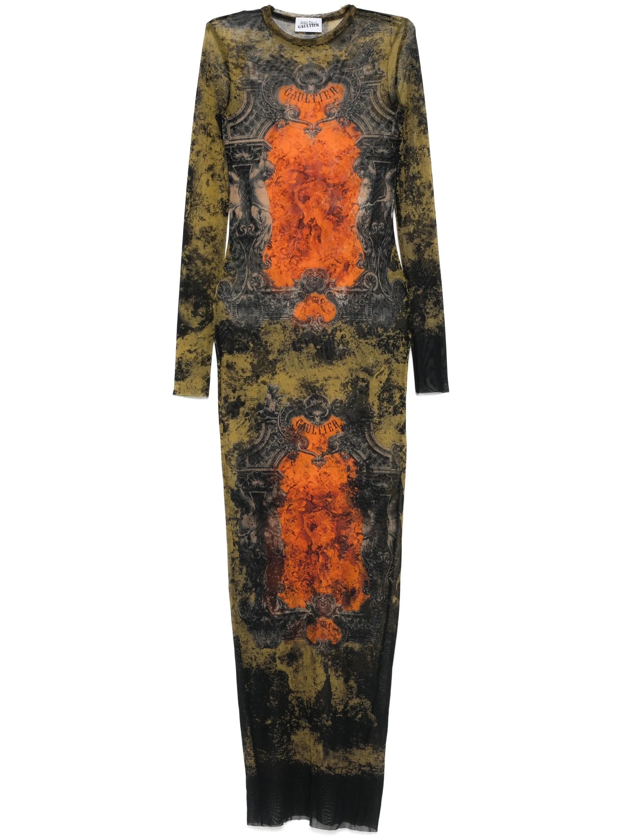 JEAN PAUL GAULTIER - Women Mesh Printed "Médaillon" Long Dress - 5
