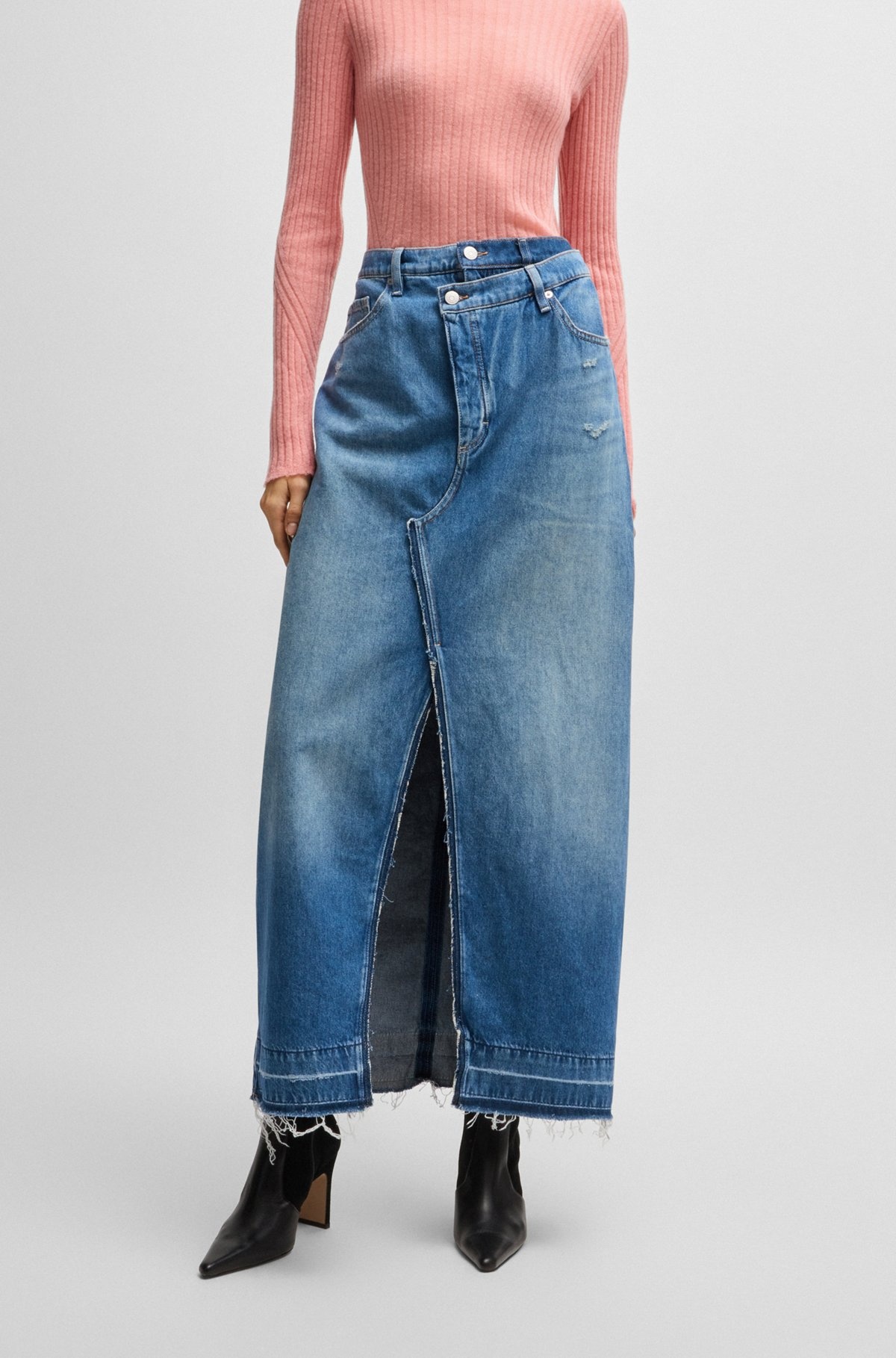 MAXI-LENGTH DENIM SKIRT WITH FRONT SLIT - 2
