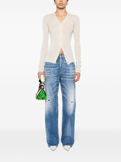 DSQUARED2 fine-knit belted cardigan outlook