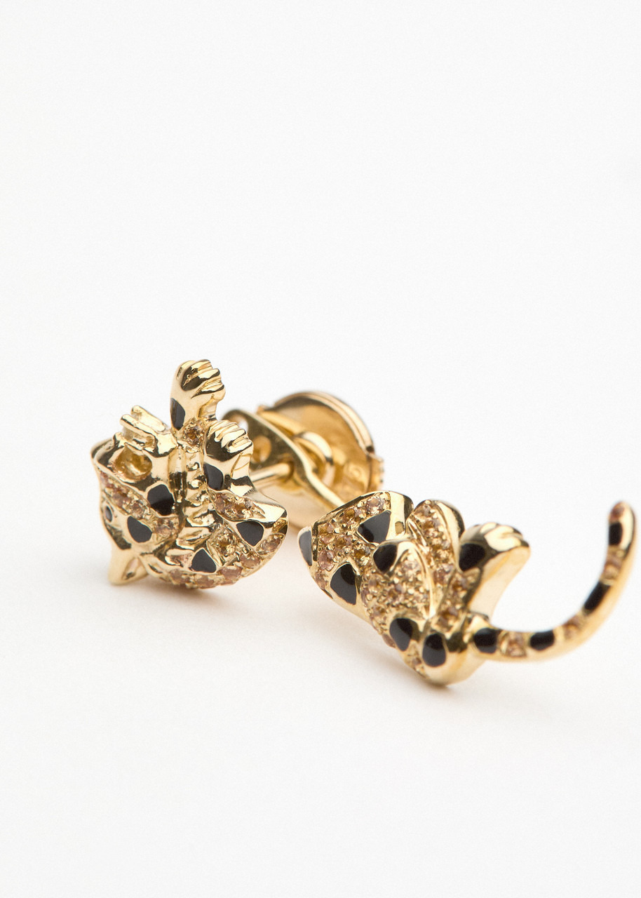 Yvonne Leon Puce & Dessous Leopard 9kt Gold Single Earring - 4