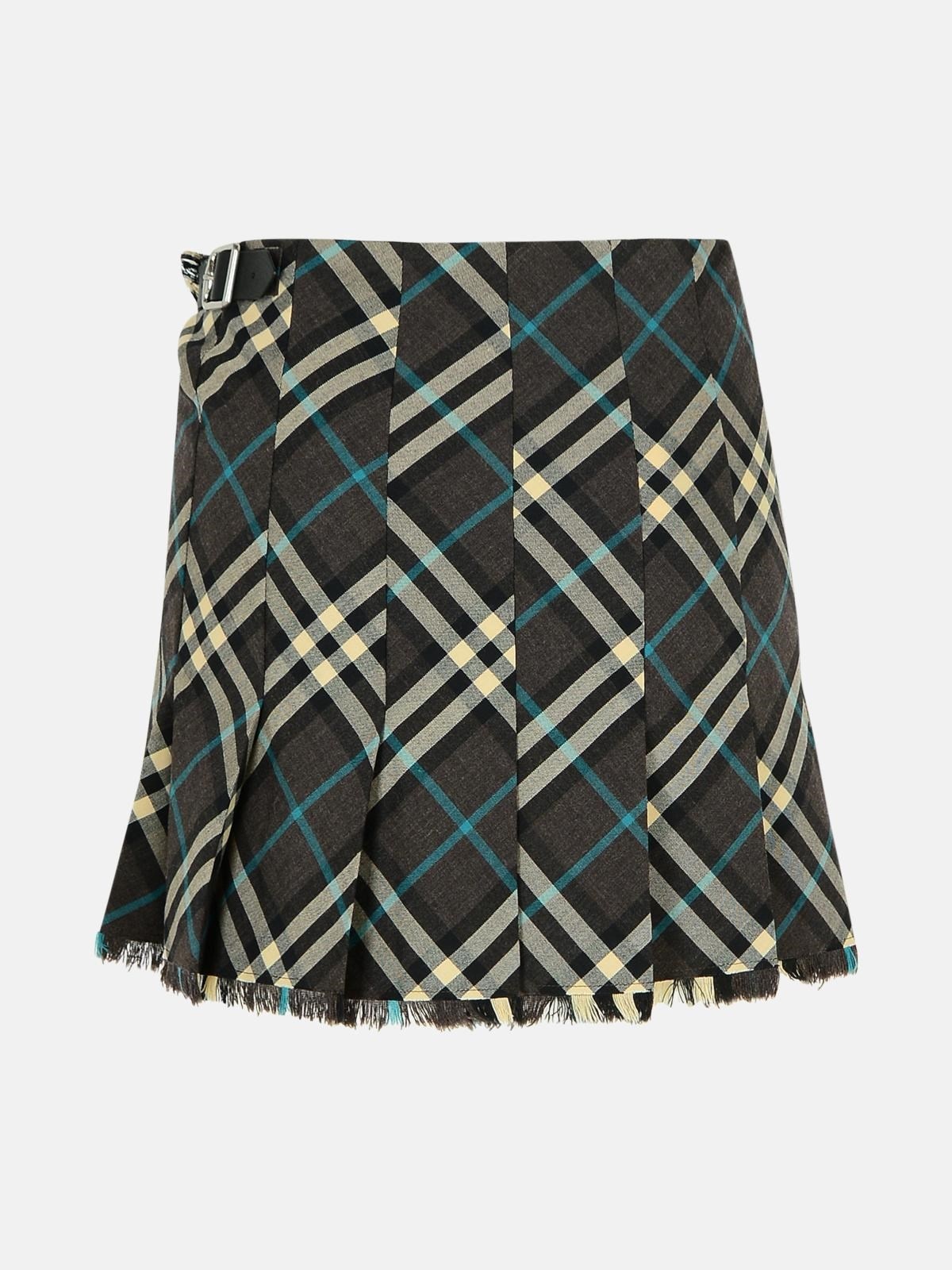 'CHECK' BROWN POLYESTER BLEND SKIRT - 3