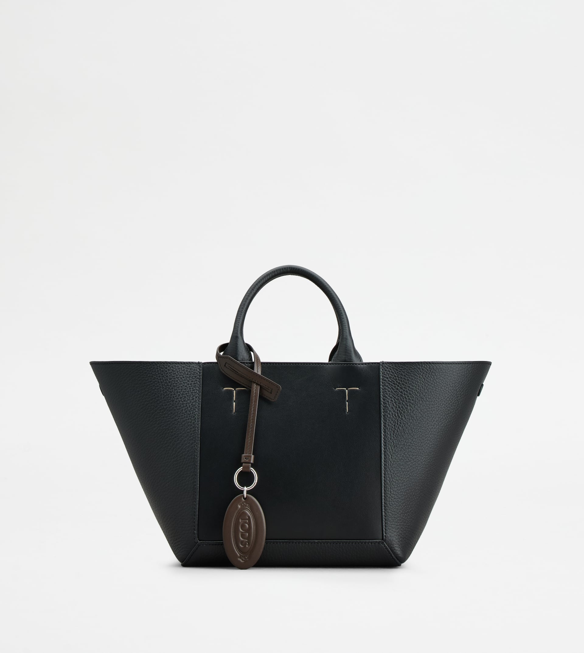 TOD'S DOUBLE UP SHOPPING BAG IN LEATHER SMALL - BLACK, BROWN - 1