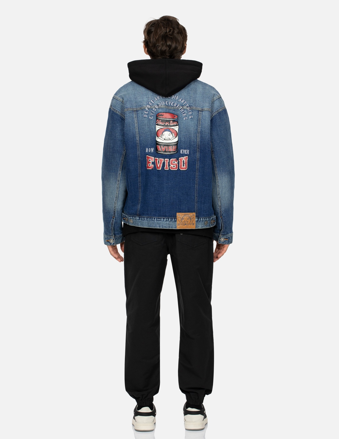 PEEPING GODHEAD AND OIL DRUM PRINT LOOSE FIT SHERPA DENIM JACKET - 5
