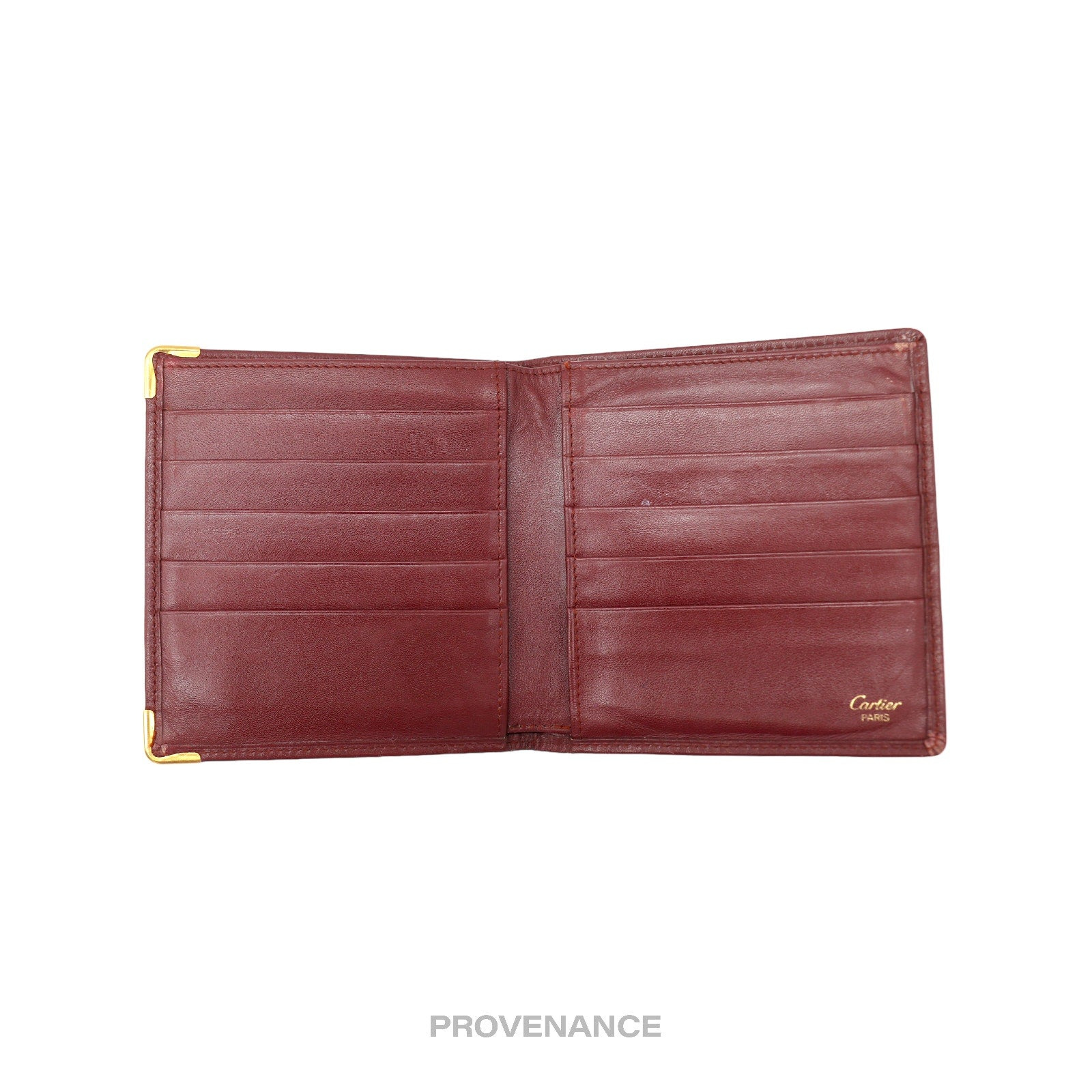 Cartier 10CC Bifold Wallet - Burgundy Calfskin Leather - 5