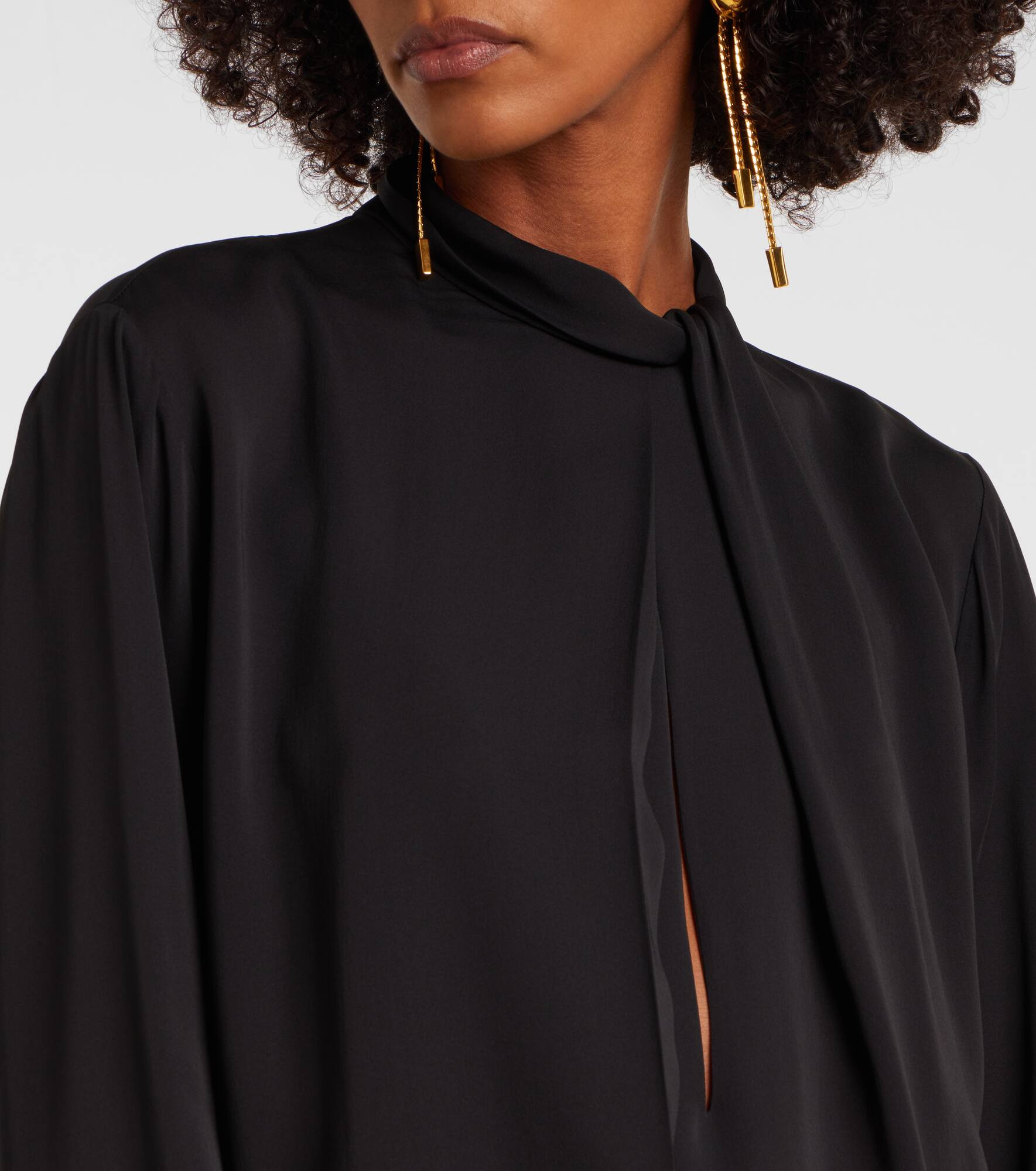 Draped silk satin blouse - 4