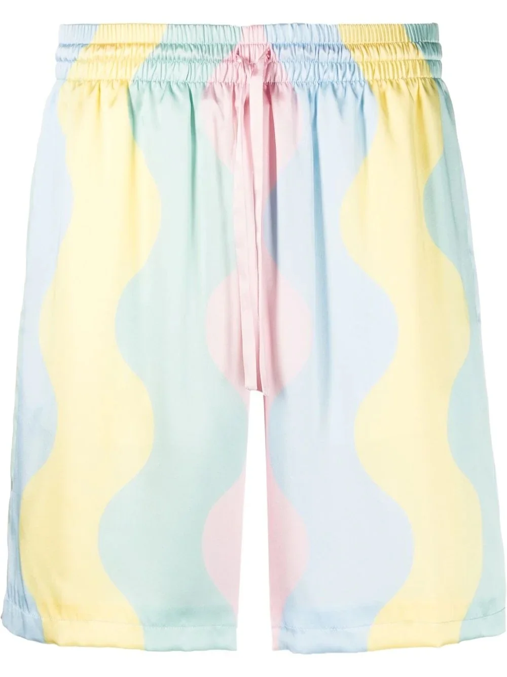 wave-print silk drawstring shorts - 1